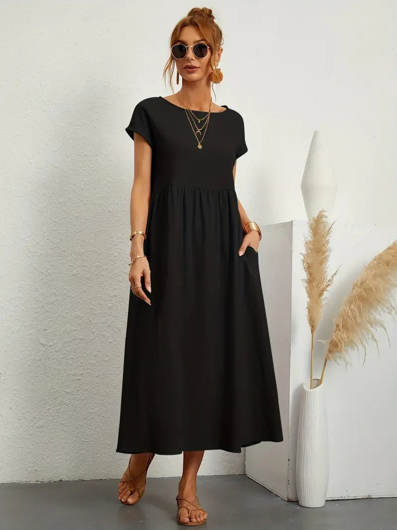 Valenzora | Sophisticated linen summer dress with practical pockets