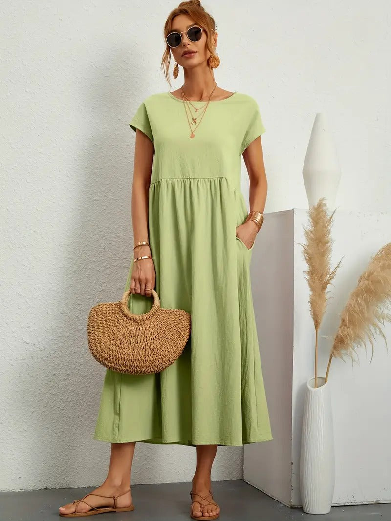 Valenzora | Sophisticated linen summer dress with practical pockets