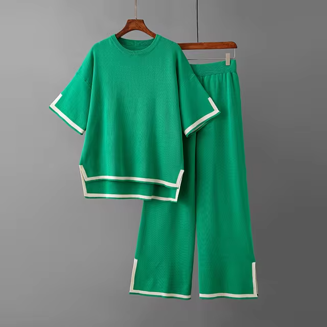 Valenzora | Elegant short-sleeved two-piece set made of ice silk