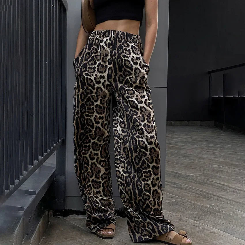 Valenzora | Wide-leg trousers with leopard print
