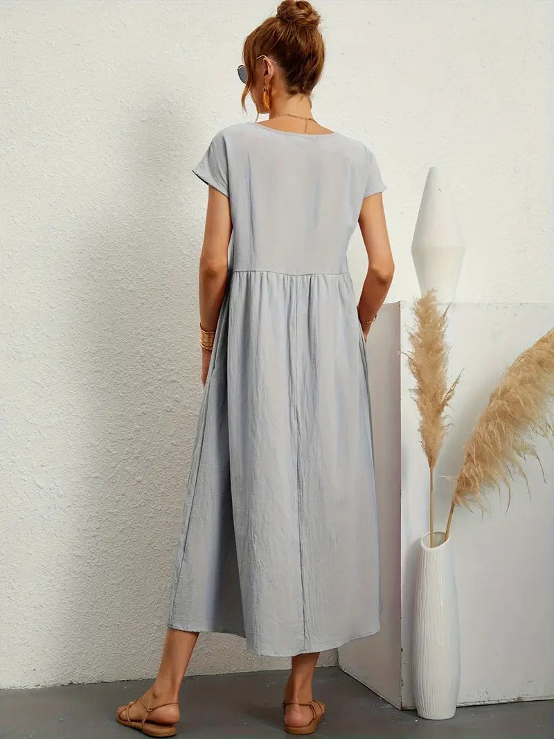 Valenzora | Sophisticated linen summer dress with practical pockets