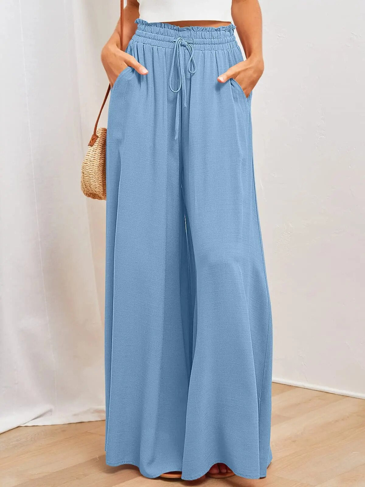 Valenzora - Wide-legged trousers with elasticated waistband