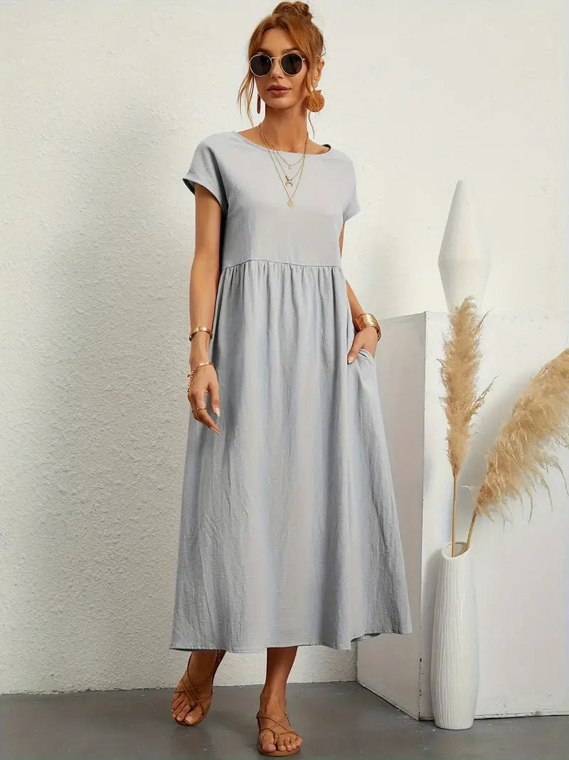 Valenzora | Sophisticated linen summer dress with practical pockets