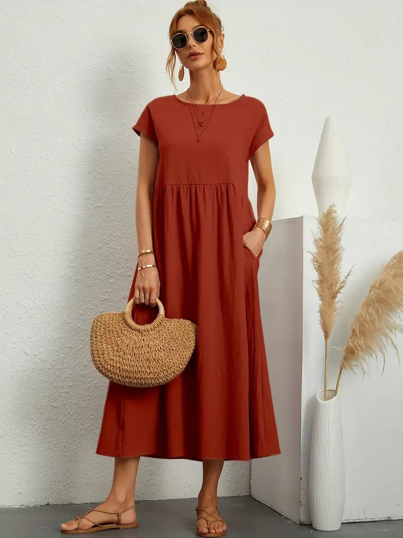 Valenzora | Sophisticated linen summer dress with practical pockets