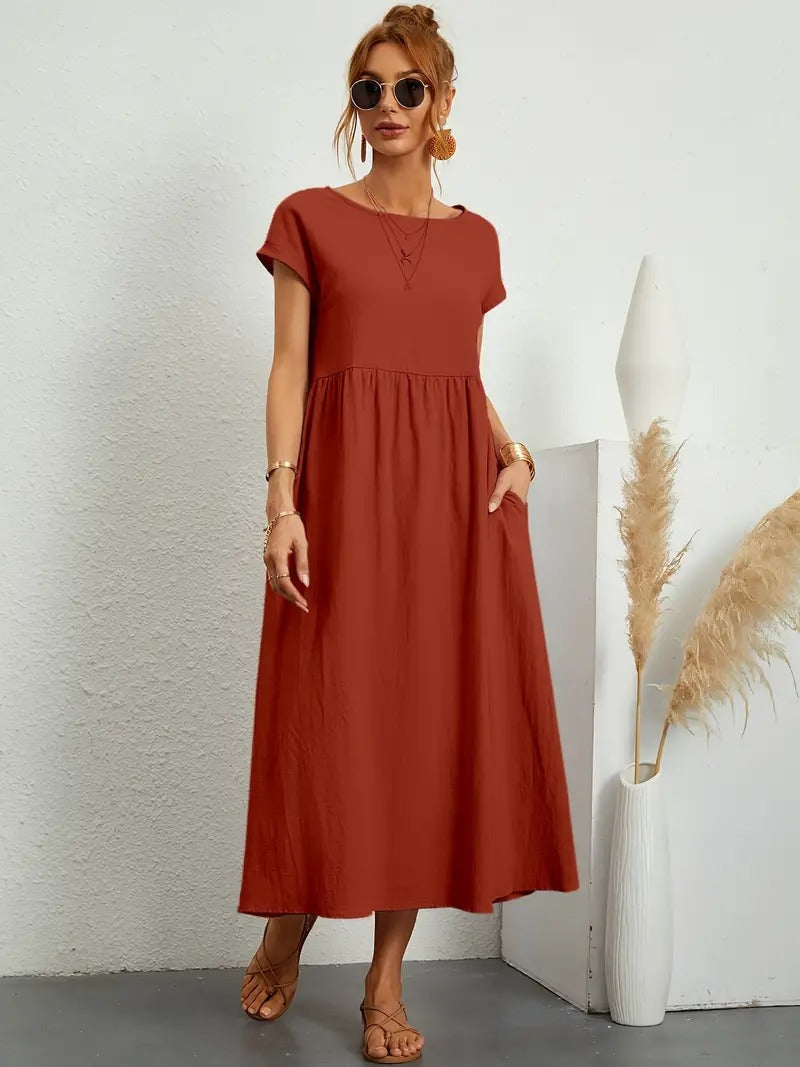 Valenzora | Sophisticated linen summer dress with practical pockets