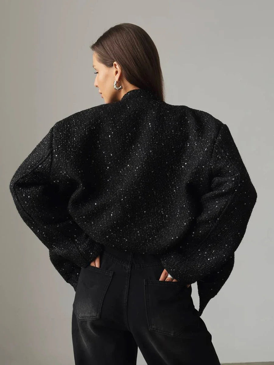 Valenzora - Women's sequined tweed jacket for a glamorous touch