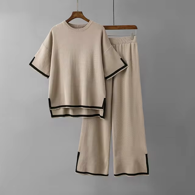 Valenzora | Elegant short-sleeved two-piece set made of ice silk