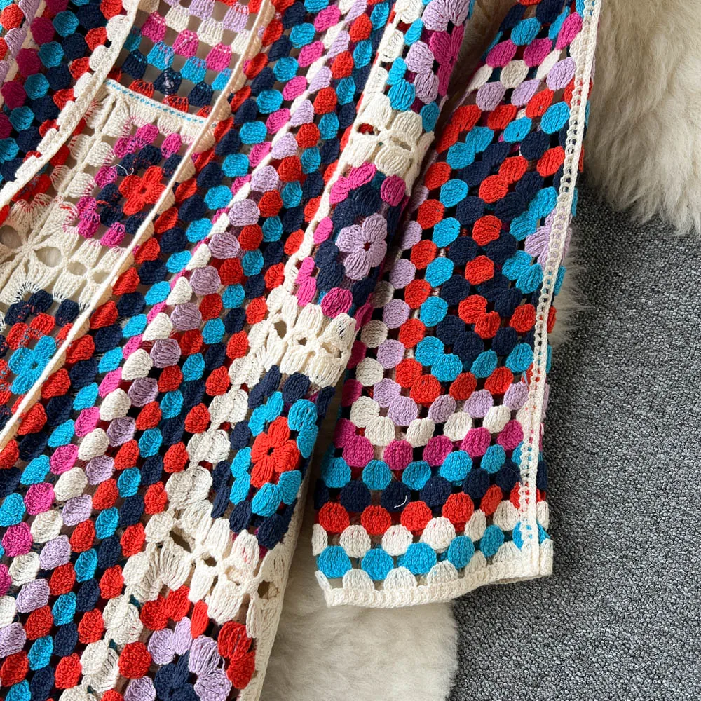 Valenzora | Gehäkelte lange Granny Square Strickjacke