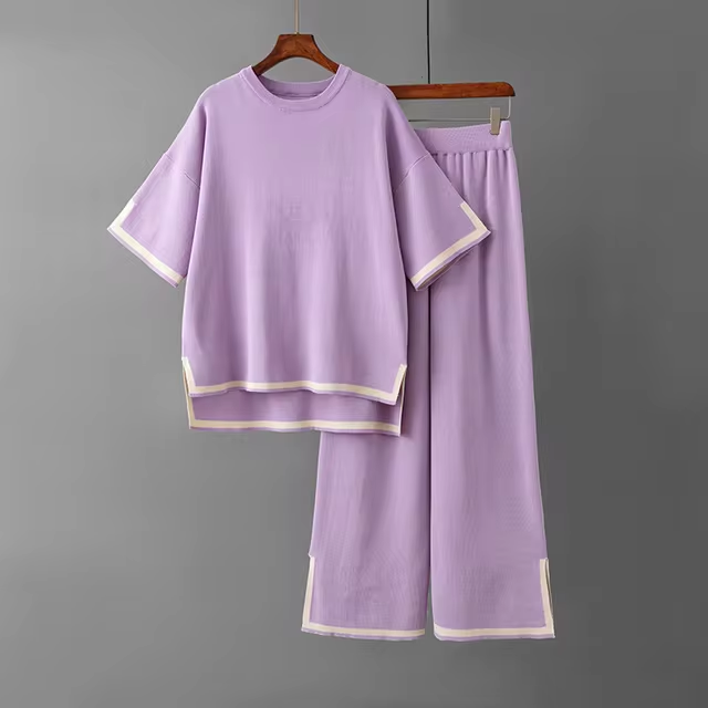 Valenzora | Elegant short-sleeved two-piece set made of ice silk