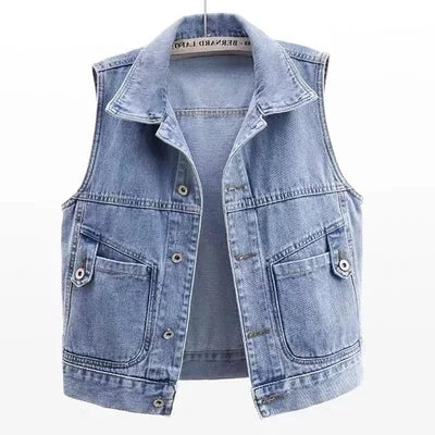 Valenzora | Casual denim vest with pocket detail