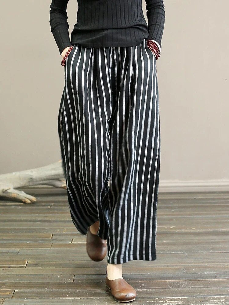 Valenzora - Striped Wide Leg Trousers