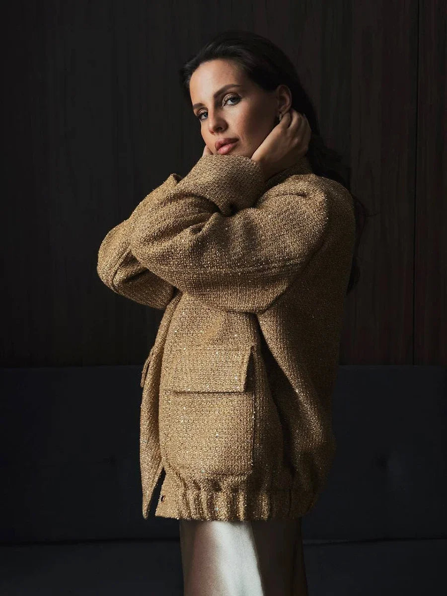 Valenzora - Women's sequined tweed jacket for a glamorous touch