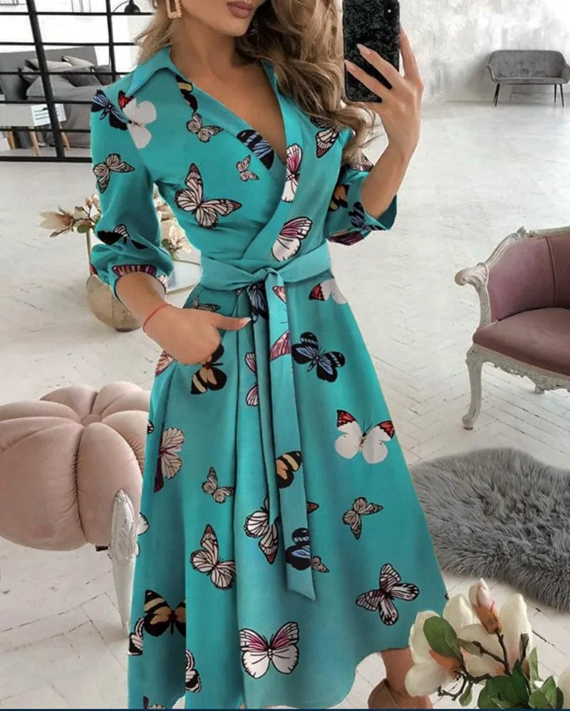 Valenzora | Elegant midi wrap dress. Perfect for formal occasions. Emilia