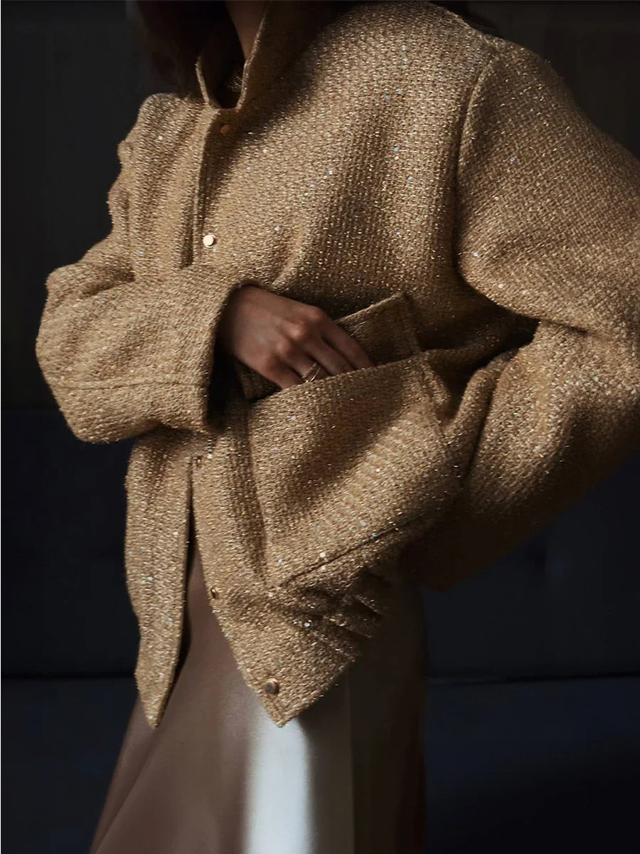 Valenzora - Women's sequined tweed jacket for a glamorous touch