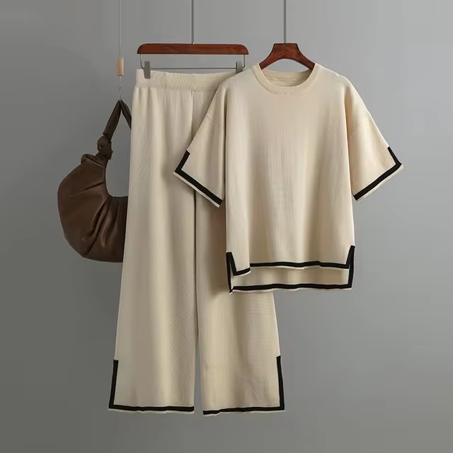 Valenzora | Elegant short-sleeved two-piece set made of ice silk
