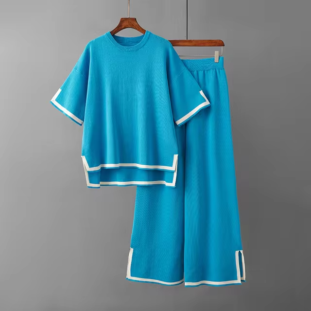 Valenzora | Elegant short-sleeved two-piece set made of ice silk