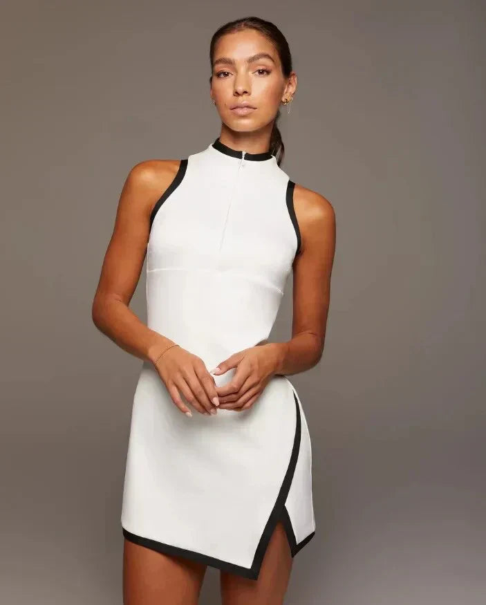 Valenzora | Tennis mini dress with front zipper