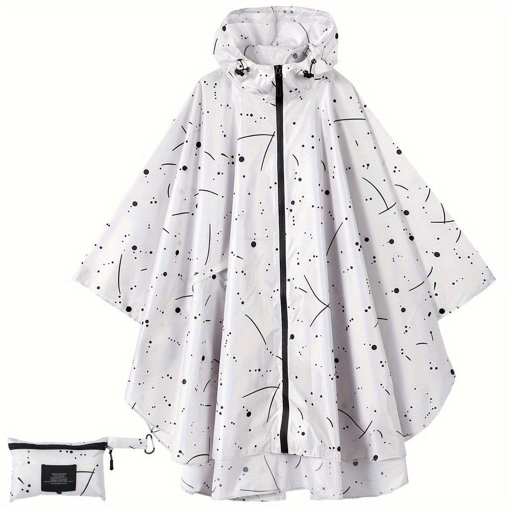 Valenzora | Sporty women's rain poncho with hood and geometric pattern