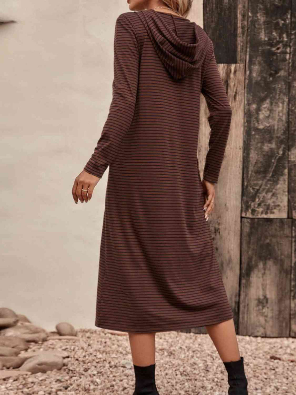 Valenzora | Gestreiftes Kapuzenkleid mit Reißverschluss
