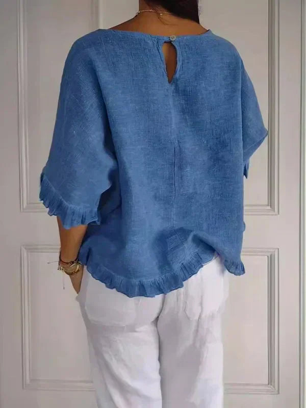 Valenzora | Linen shirt with ruffle