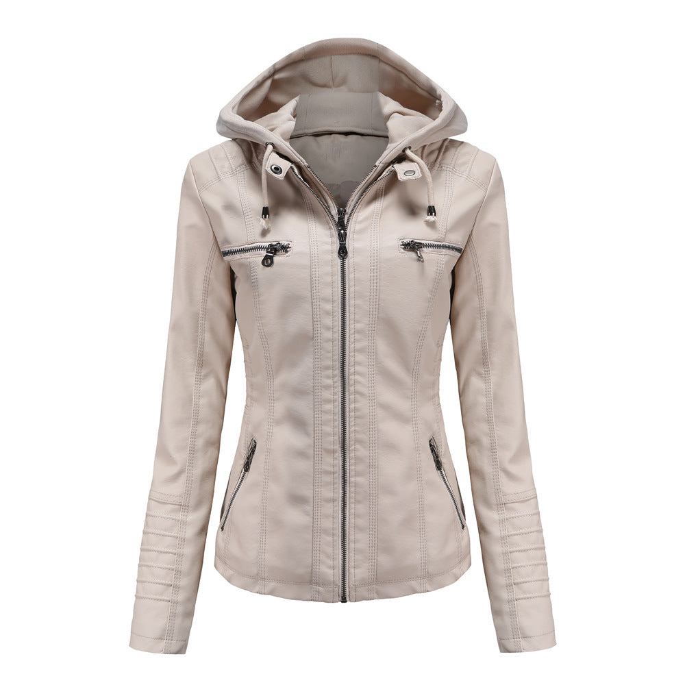 Valenzora | Leather jacket with hood