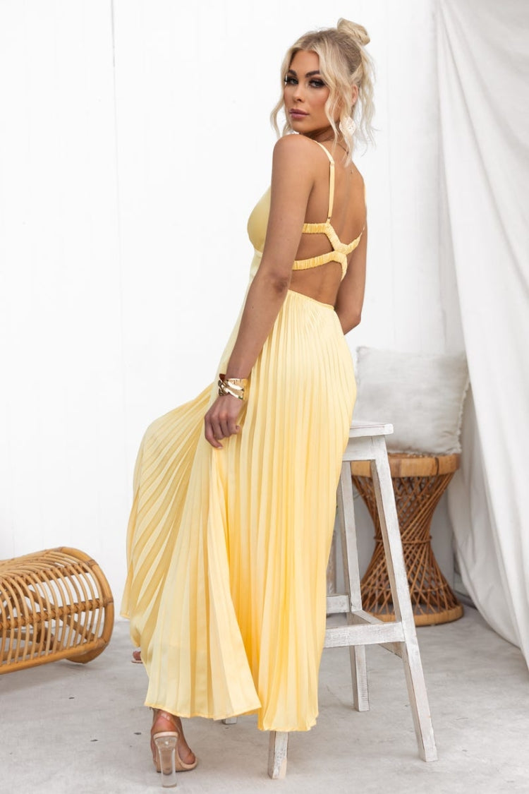 Valenzora | Tucson Sunset Pleated Back Elastic Umbrella Maxi Dress