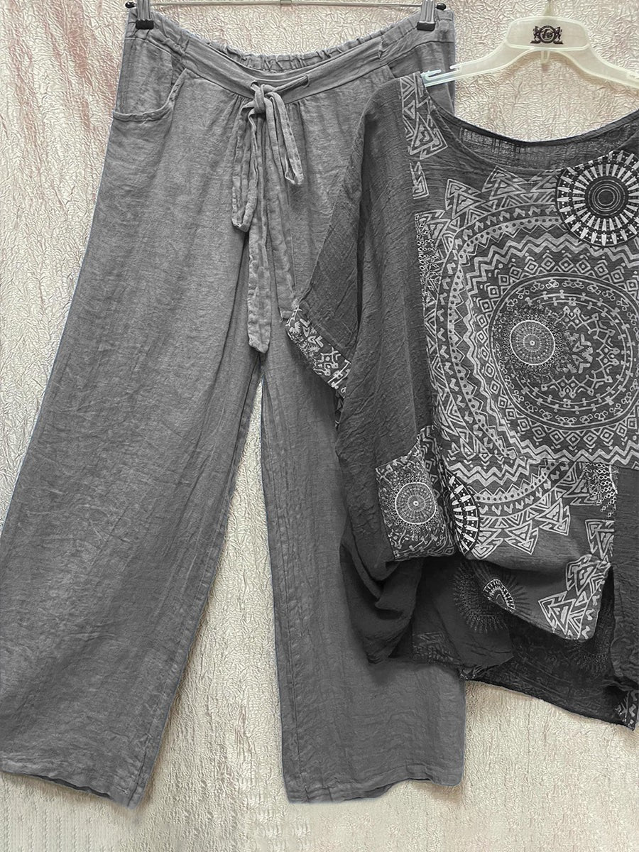 Valenzora | Zweiteiliges Set mit lockerem Bohemian-Print