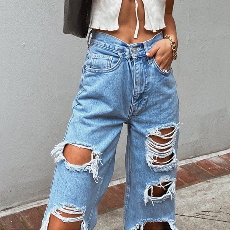 Valenzora women's jeans with rips and washed effect
