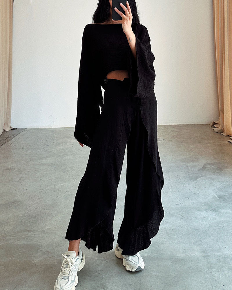 Valenzora | Slit Binding Cotton and Linen Two-Piece Set