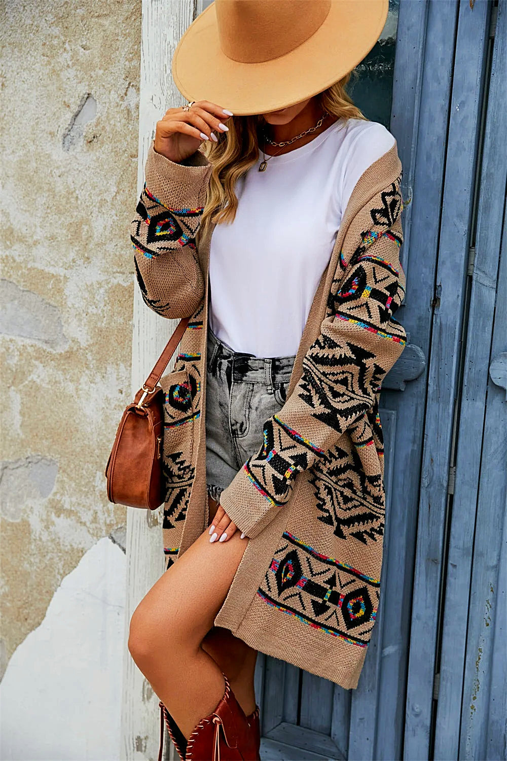 Valenzora | Long ethnic knit cardigan for women