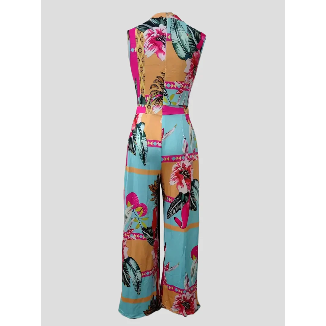 Sleeveless jumpsuit - Boho - Floral print Wide leg