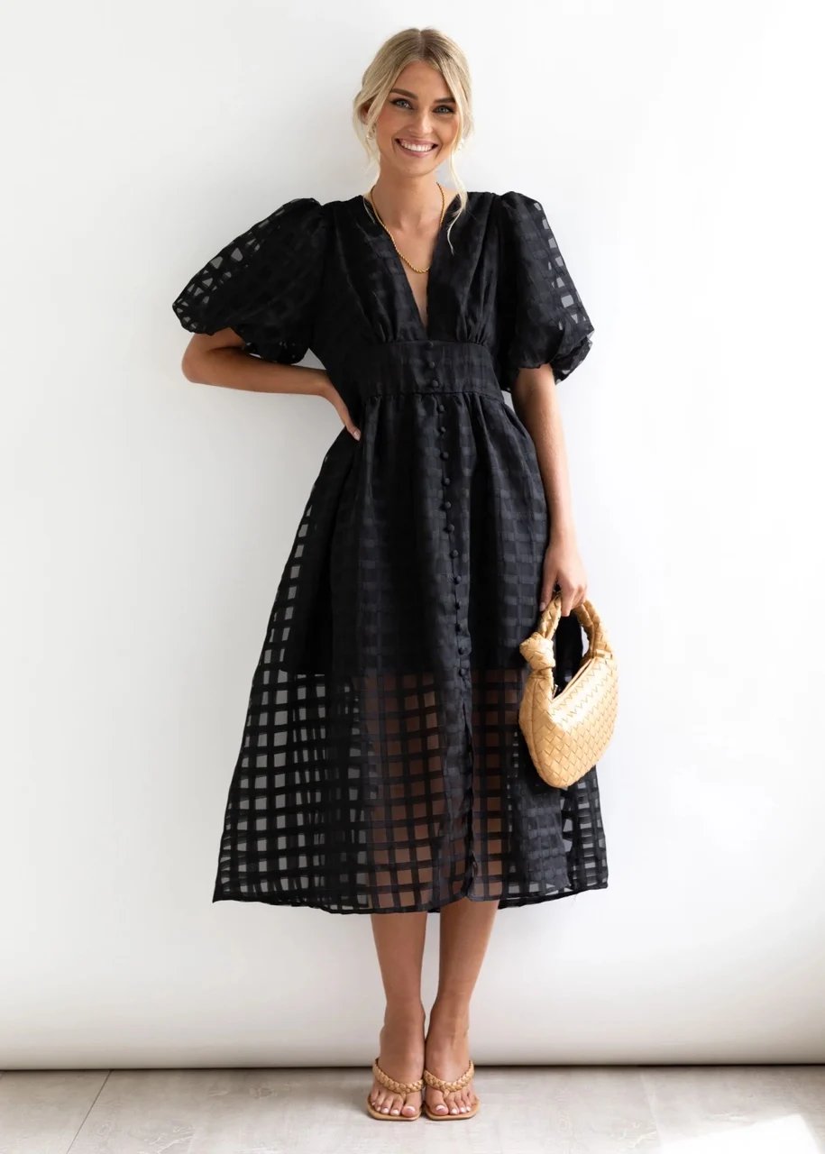 Valenzora | Midikleid mit Puffärmeln