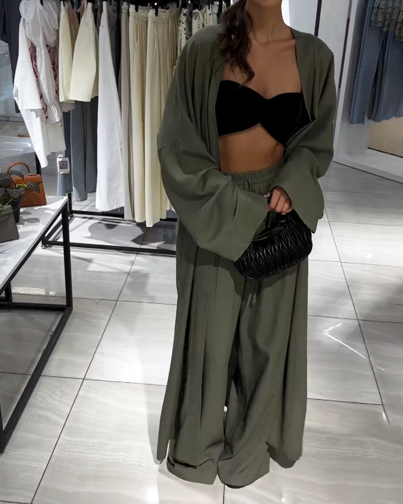 Valenzora | Linen Kimono and Trousers Set