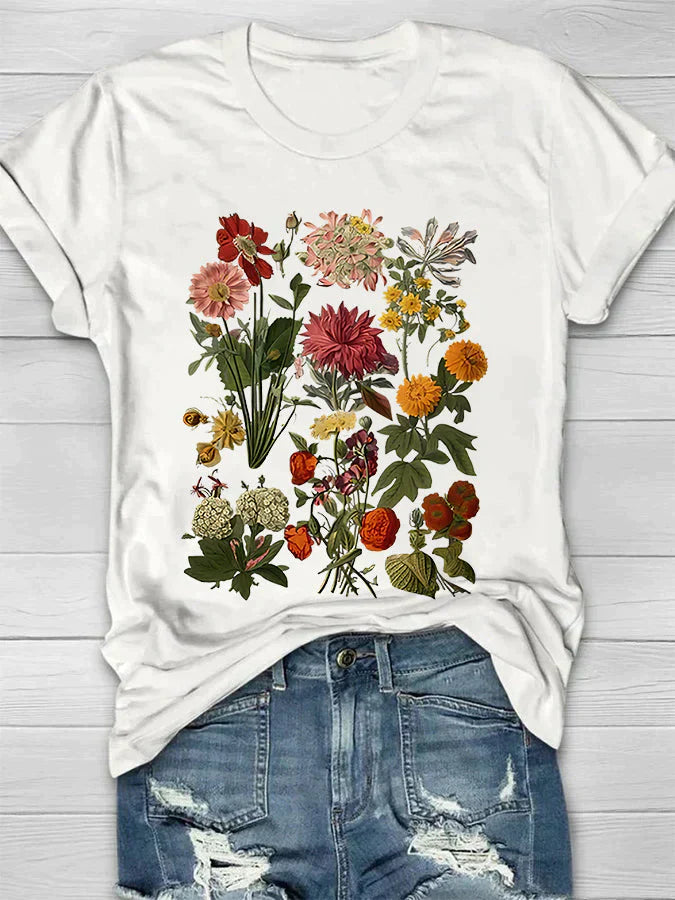 Valenzora | Vintage Blumen-T-Shirt Retro-Stil Für Lässig-Chic