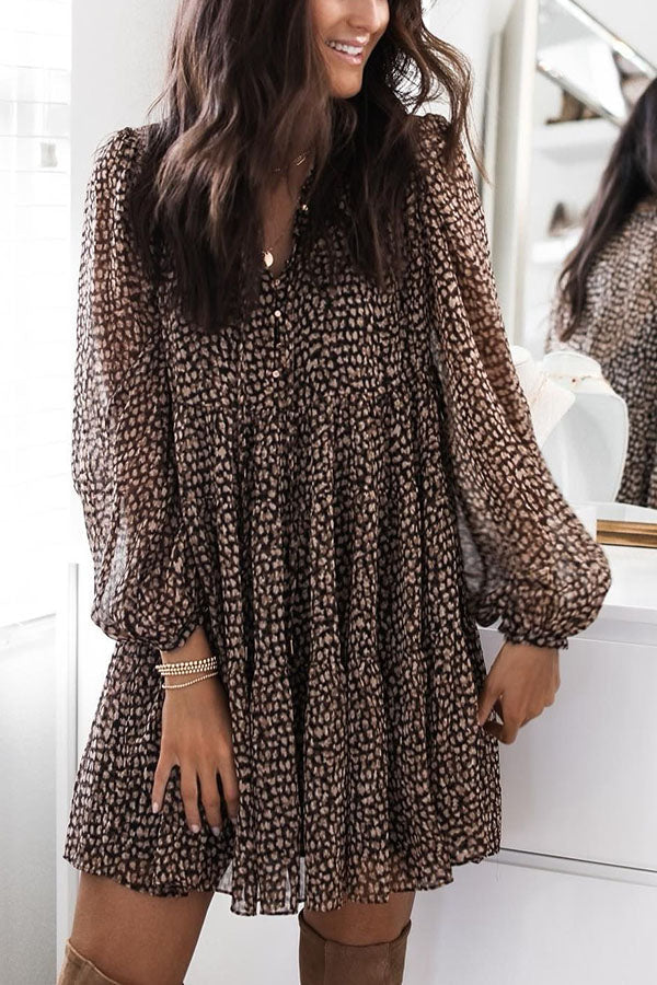 Valenzora | Dream Days Leopard Print Babydoll Mini Dress