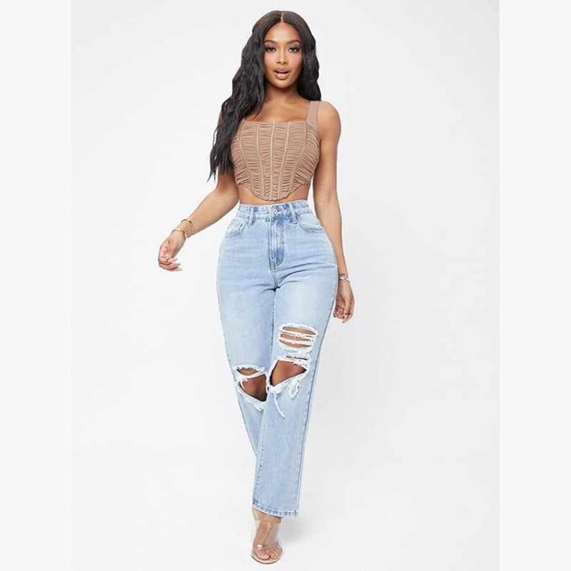 Valenzora women's high-waisted jeans with wash
