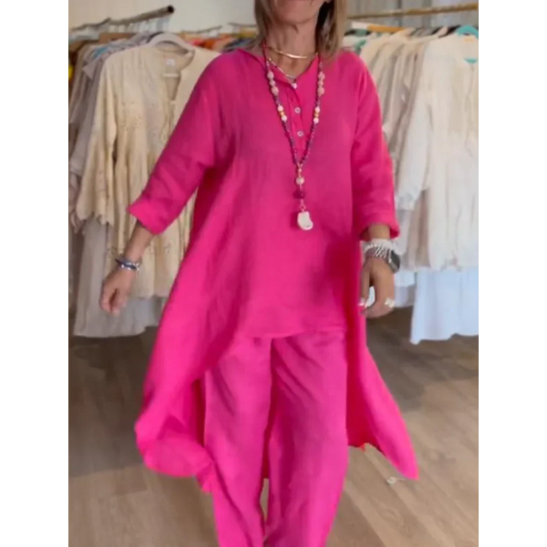 Valenzora | Solid color linen suit for women