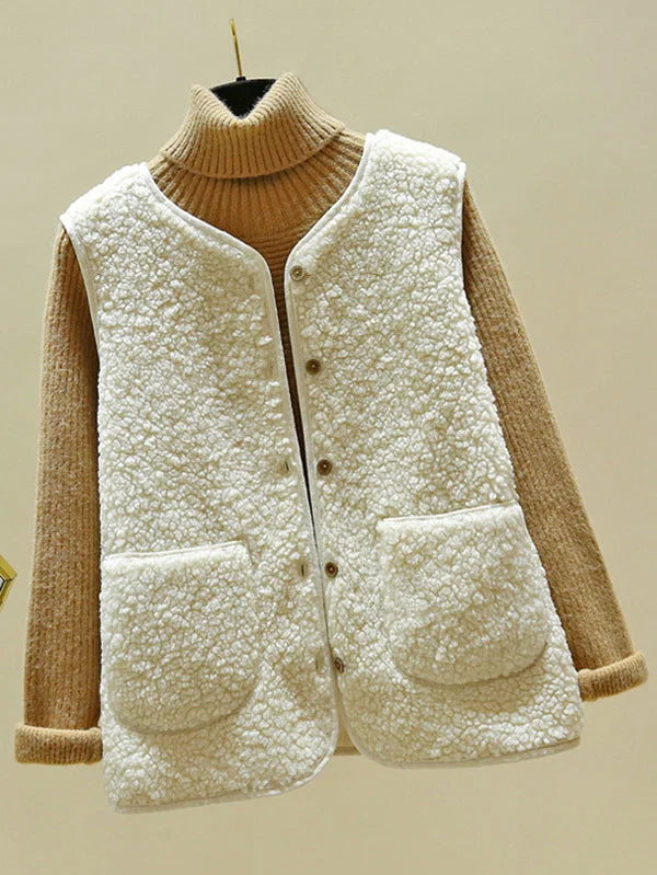 Valenzora – Warme ärmellose Strickjacke aus Lammwolle für Damen