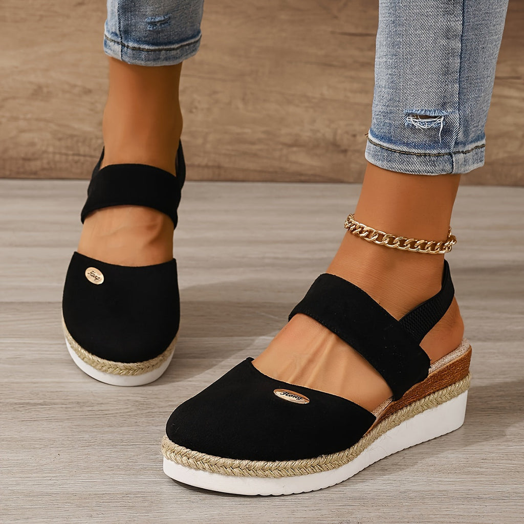 Valenzora | Women's Platform Sandals: Non-slip, Closed Toe, Elastic Strap