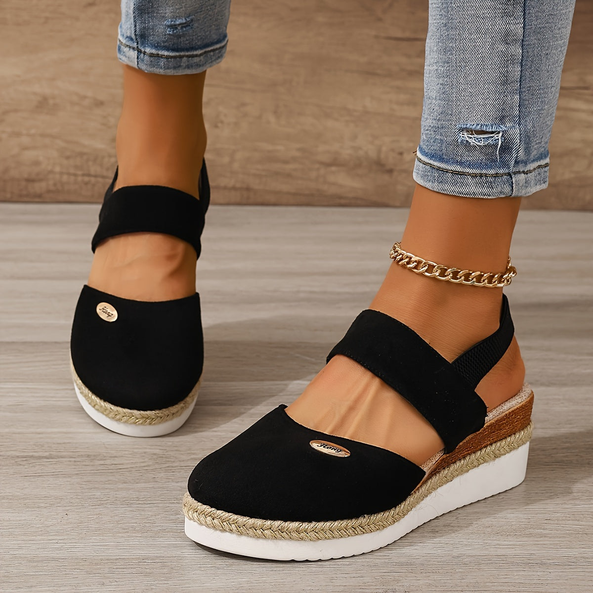 Valenzora | Women's Platform Sandals: Non-slip, Closed Toe, Elastic Strap
