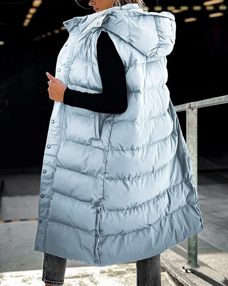 Valenzora | Sleeveless, casual quilted jacket with hood and zipper
