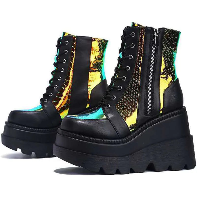 Valenzora | Colorblock lace-up boots with high heels