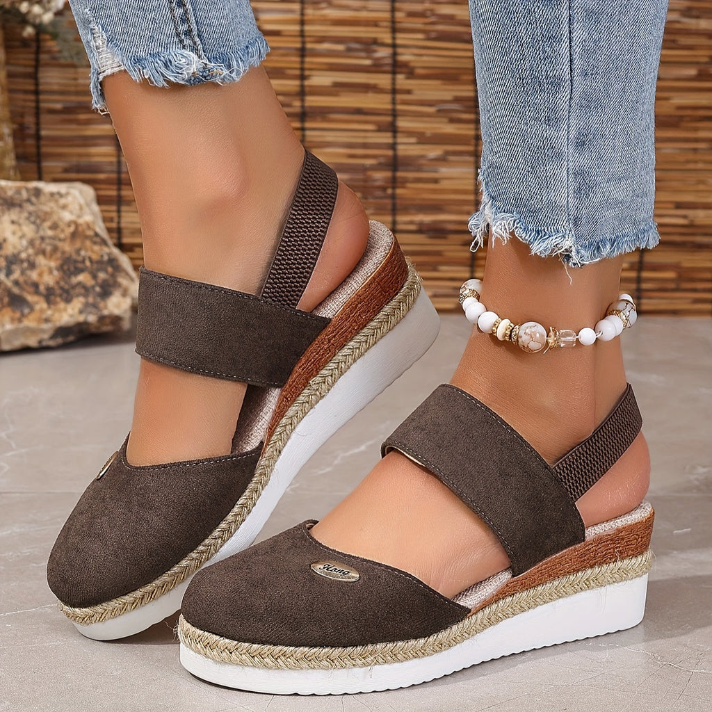 Valenzora | Women's Platform Sandals: Non-slip, Closed Toe, Elastic Strap