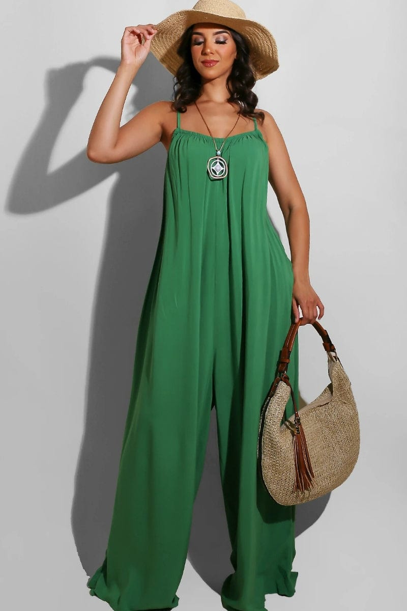 Camisole jumpsuit with wide legs