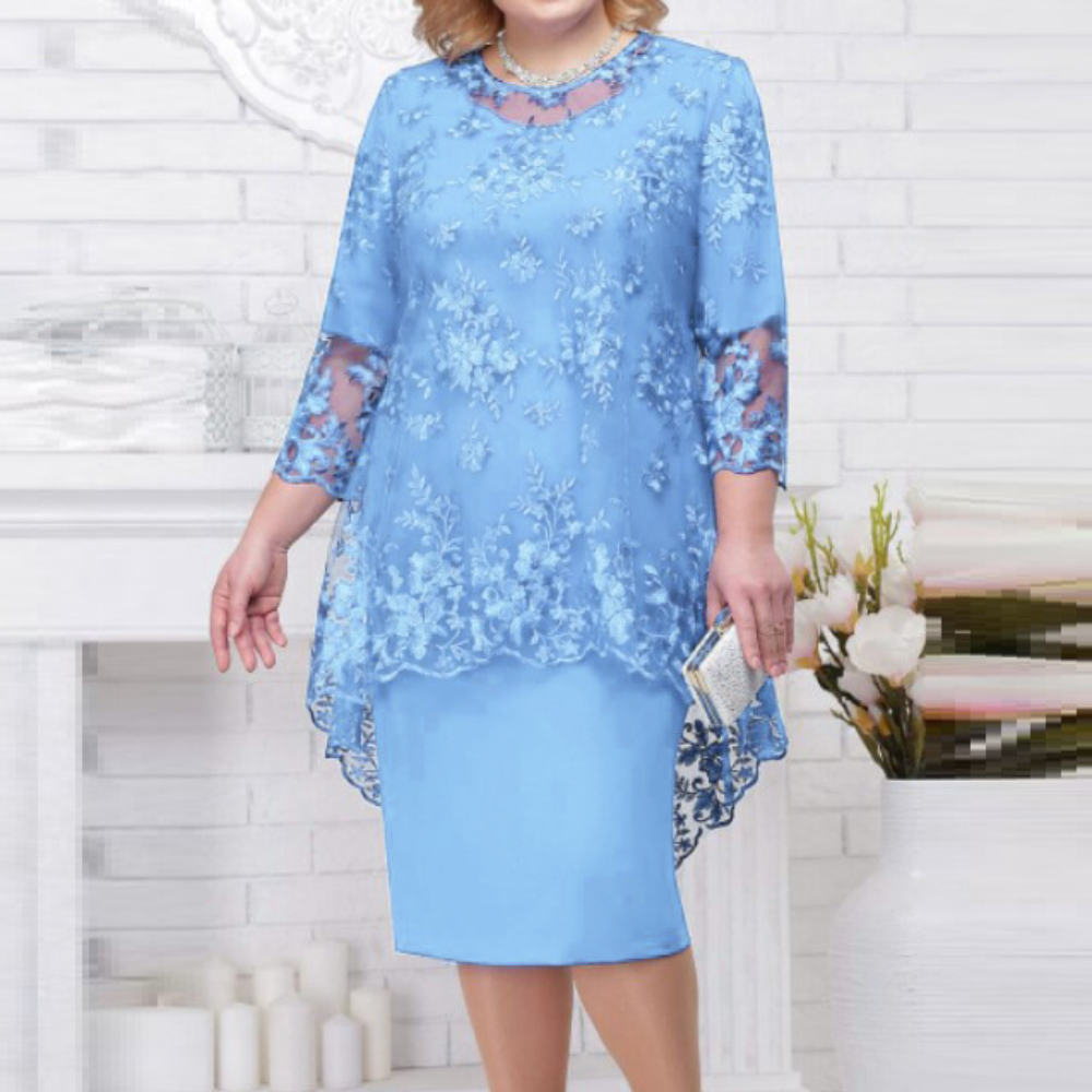 Valenzora | Elegantes Damen-Abendkleid mit 3/4-Spitzenärmeln