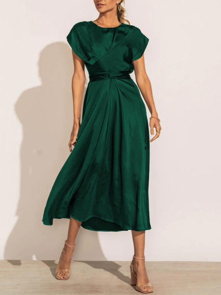 Valenzora | Elegantes Wickel-Midikleid aus Satin für Damen