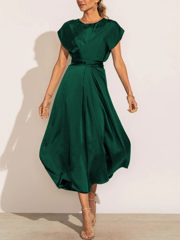 Valenzora | Elegantes Wickel-Midikleid aus Satin für Damen