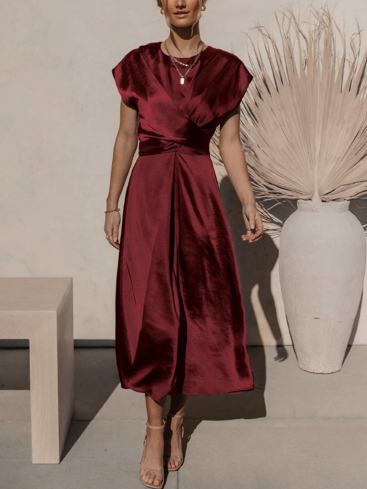 Valenzora | Elegantes Wickel-Midikleid aus Satin für Damen