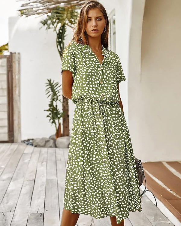 Valenzora | Elegant Vintage Midi Dress for Women for Summer