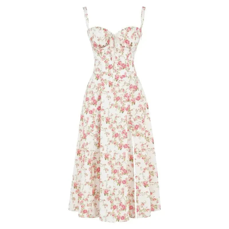 Valenzora | Summery Midi Dress with Straps & Slit - Airy, Elegant & Perfect for Warm Days